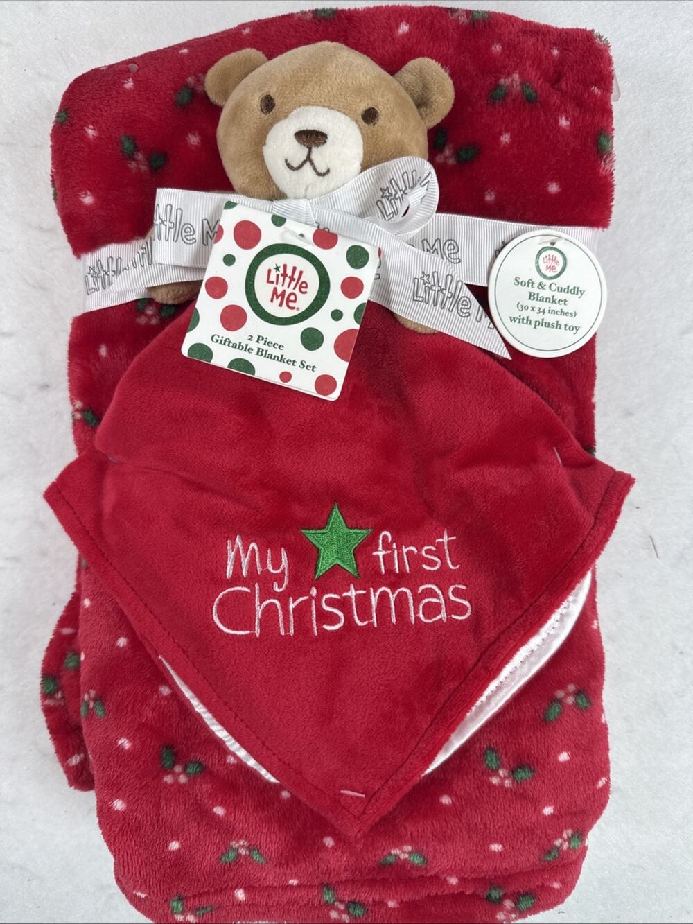 1st Christmas Lovey and Blanket Gift Baby First Little Me NEW 2 Pieces Gift